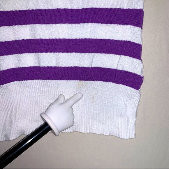 Justice Purple White Ombre Striped Shirt Girl 8 Lightweight Knit Top Button Down - Picture 6 of 8
